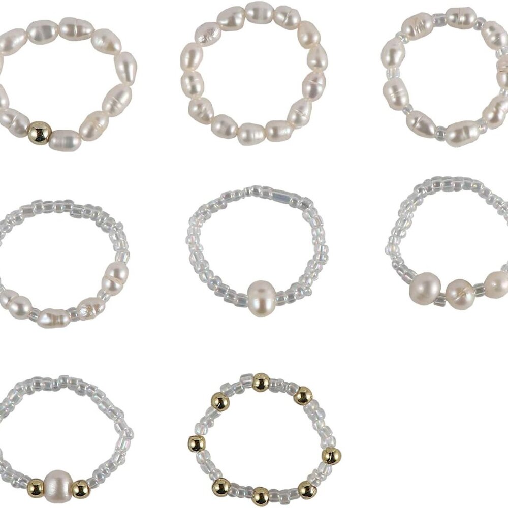 Colorful crystal beaded elastic ring with exquisite simplicity